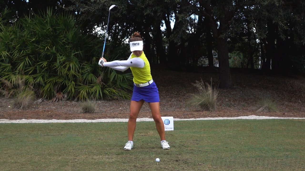 MINJEE LEE 120fps SLOW MOTION & FULL SPEED FACE-ON DRIVER GOLF SWING 1080p HD