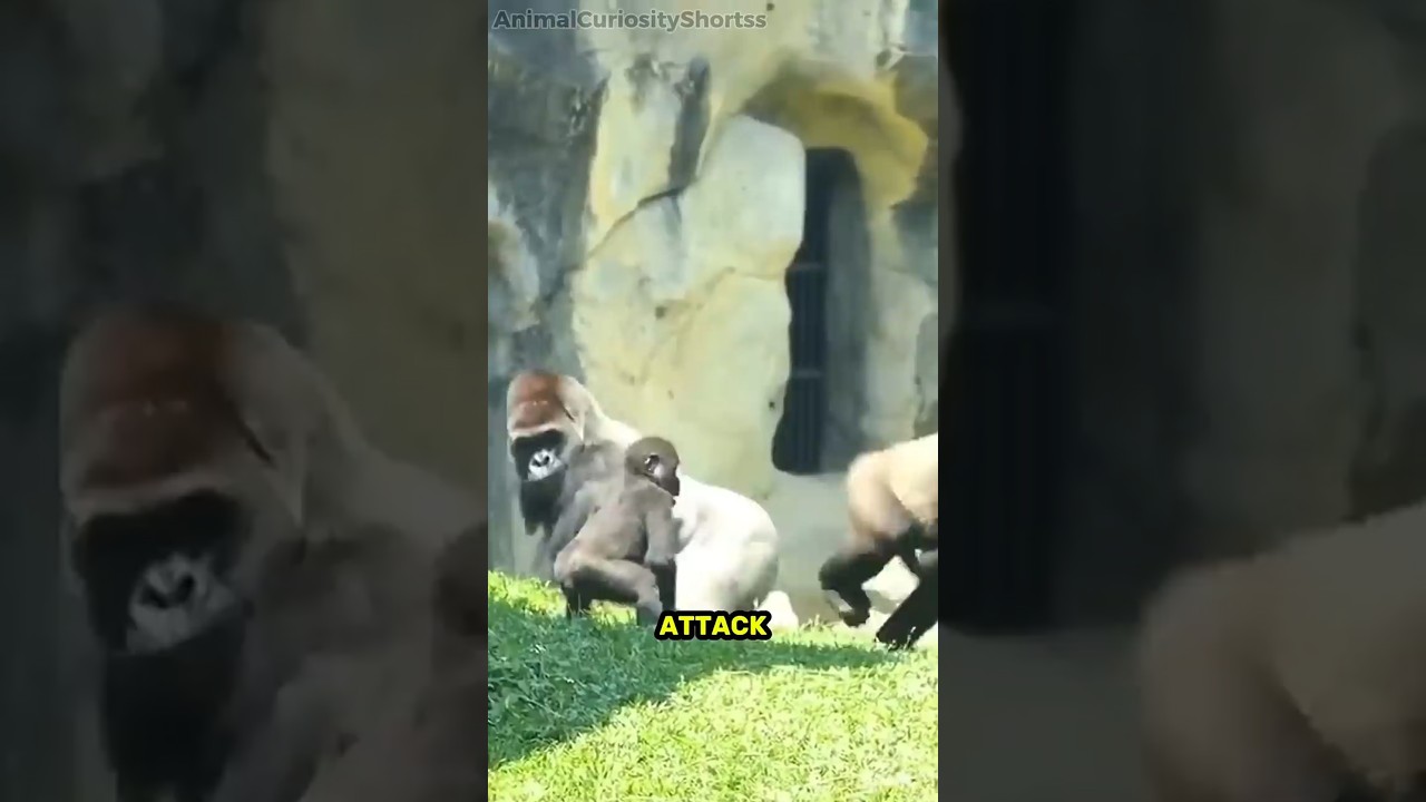 This Silver Back Deals With an Aggressive Gorilla! #shorts #animals