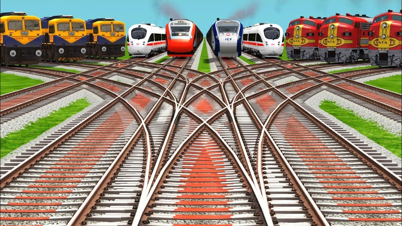 ALL REALSTIC TRAINS GAMEPLAY ON TRAIN RAILROAD TRACKS || train videos || train cartoon video 