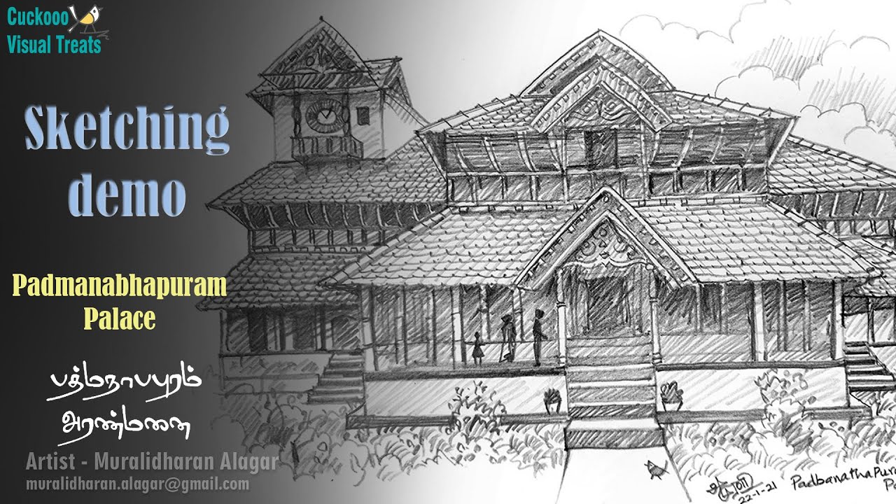 Padmanabhapuram Palace | Pencil Sketching step by step | Art Approach for Symmetry and composition