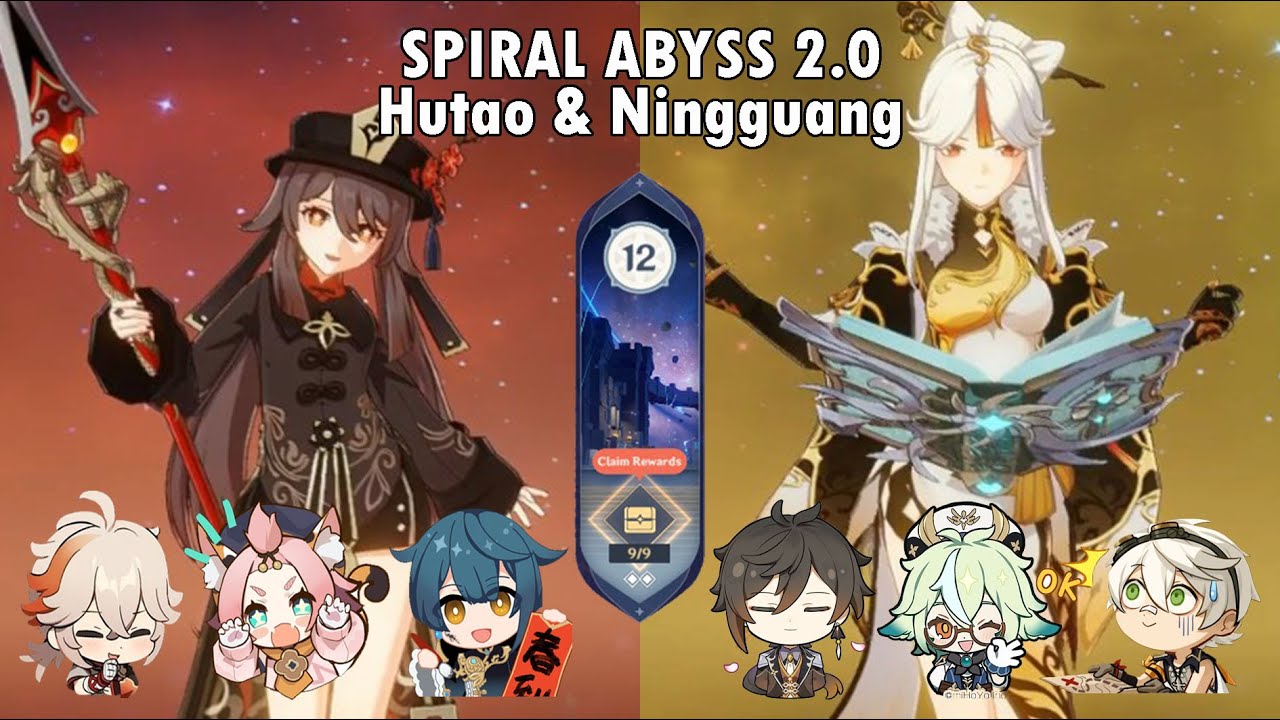 Hutao C0 Dragon's bane R5 + Ningguang Spiral Abyss 2.0 Floor 12 | #GenshinImpact