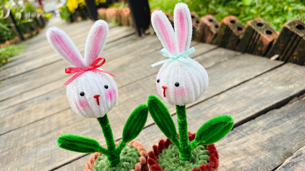 ABC TV | How To Make Bunny Flower Pot Pipe Cleaner -  Craft Tutorial