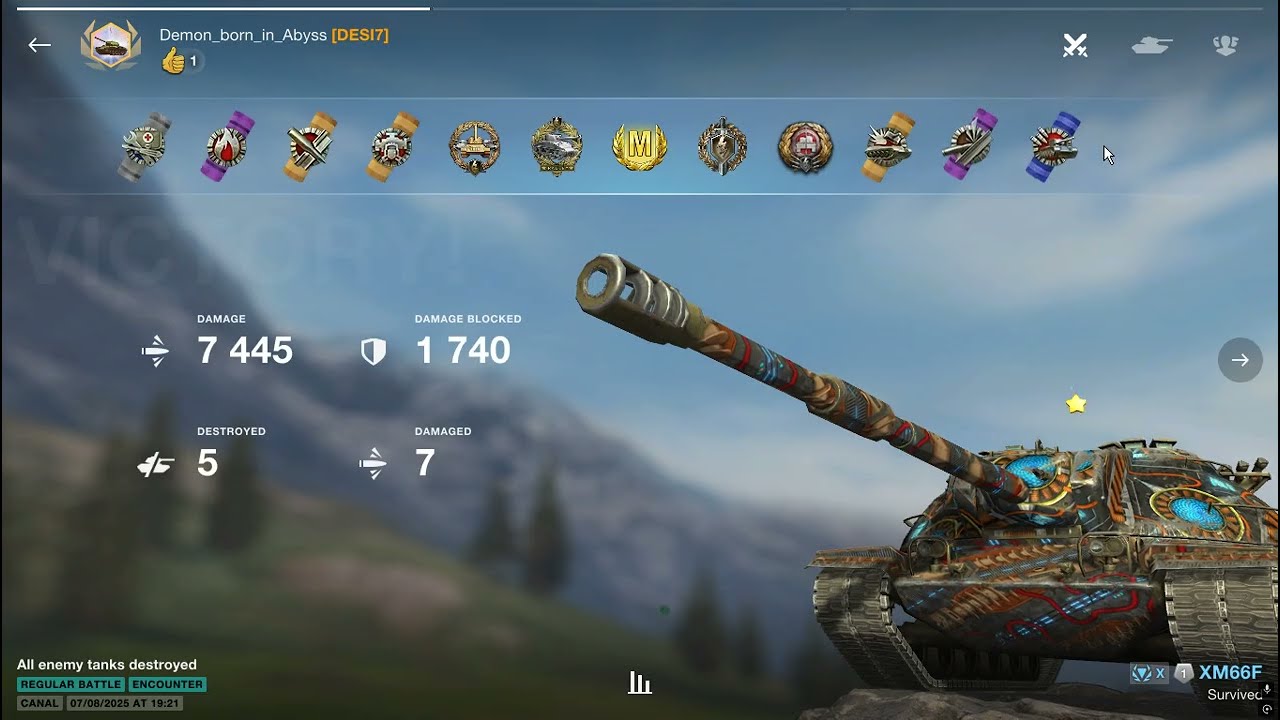 XM66F  7445 damage pro player accuracy mastery ace badge l wot blitz