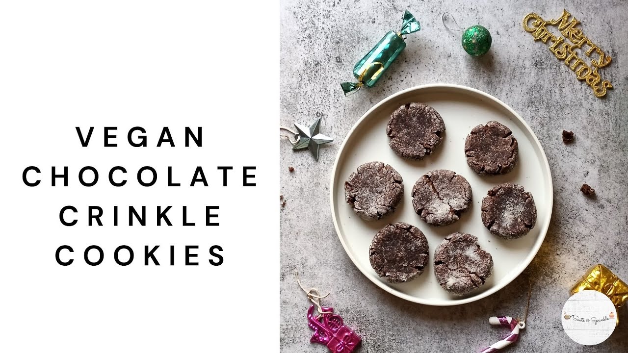 EASY NO BUTTER CHOCOLATE CRINKLE COOKIES | VEGAN CHRISTMAS COOKIE🎄