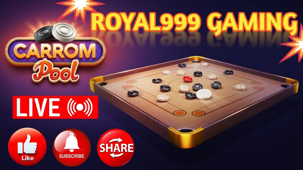 Royal999 gaming carrom pool live gameplay.