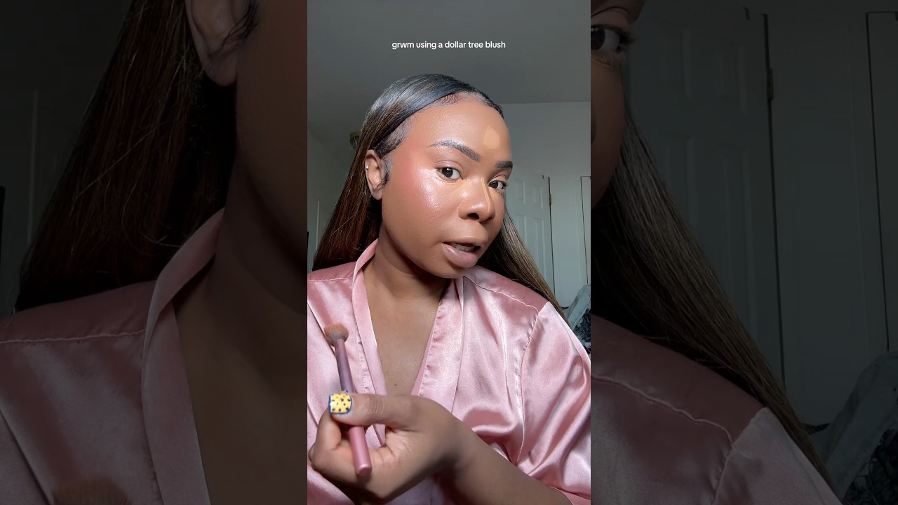 MAKEUP: peachy pink blush look on dark skin. 