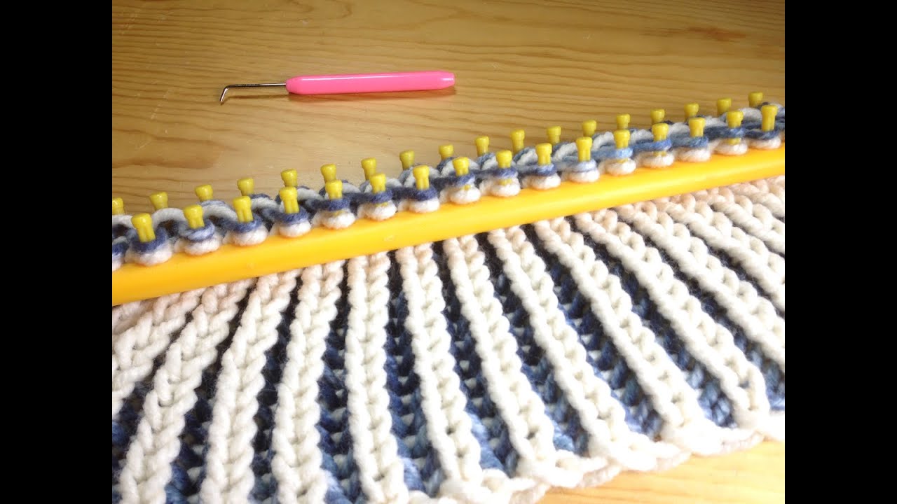 Cómo tejer una bufanda bicolor en punto brioche con telar (Tutorial DIY)