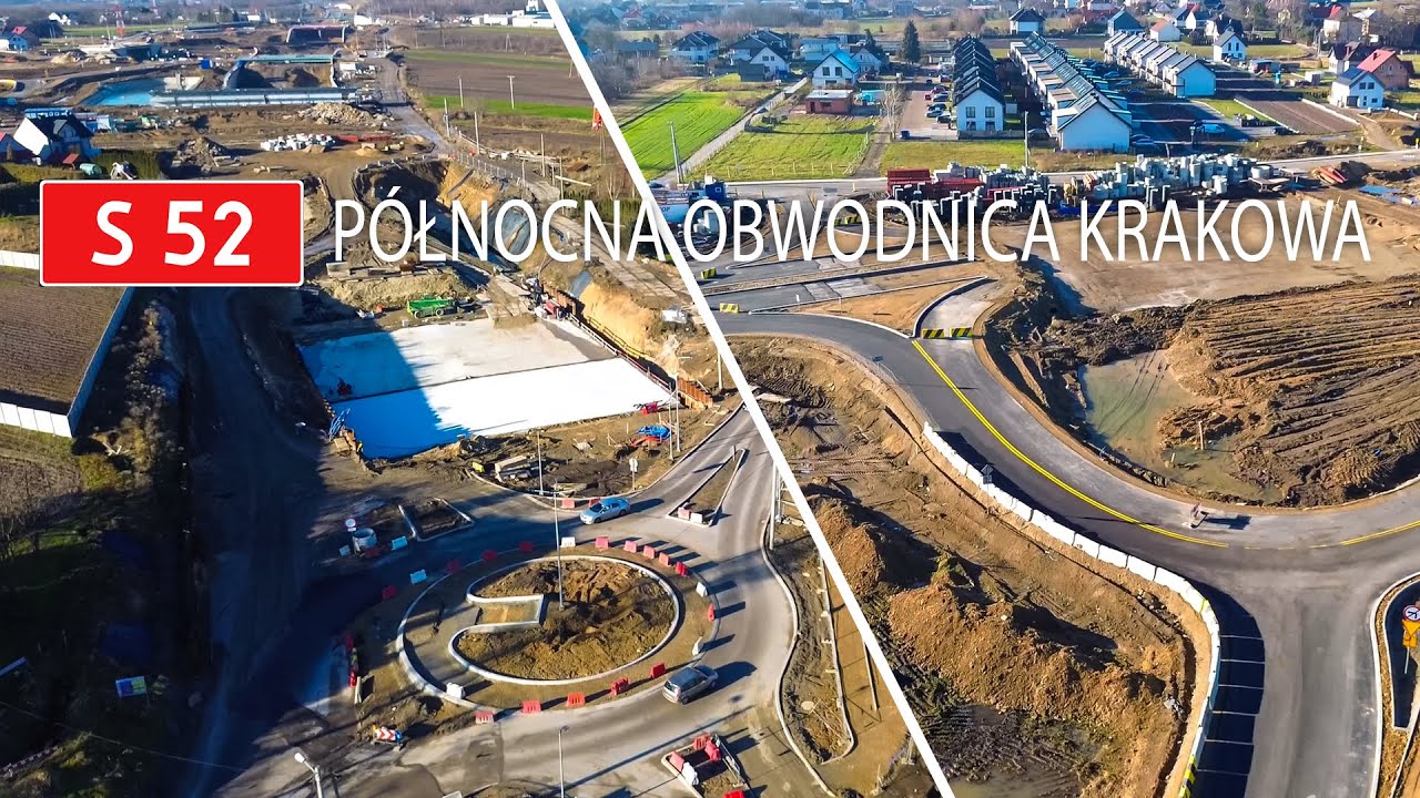 S52 Północna Obwodnica Krakowa  | Węzeł Zielonki/ Ul. Krakowskie przedmieście | DRON Grudzień 2023