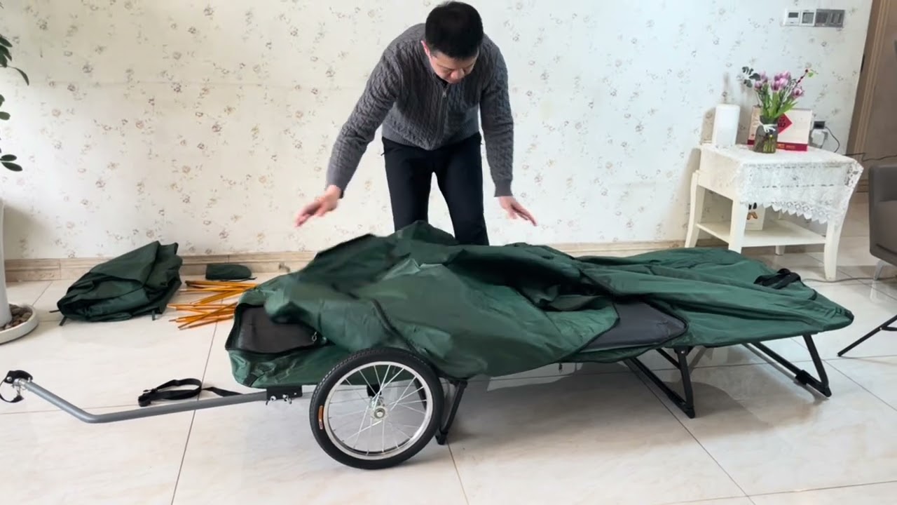 Assemble bike tent close up