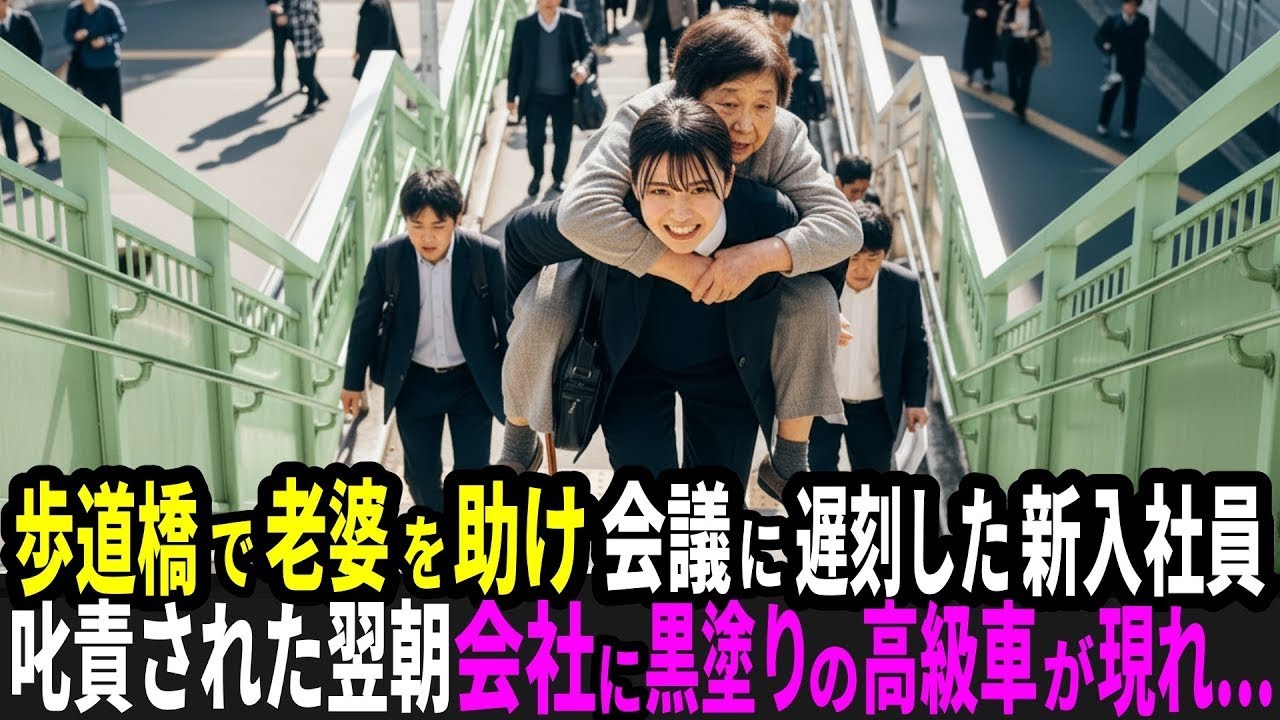 足の不自由な老人を助け、大事な会議に遅刻した新入社員。叱責された翌日、会社に黒塗りの高級車が現れて