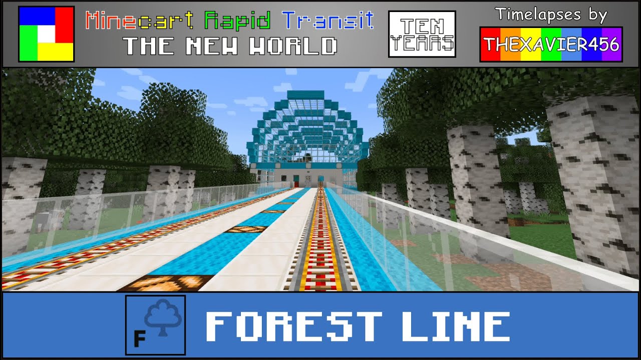 Minecart Rapid Transit New World: 10 Years Later - Forest Line Timelapse