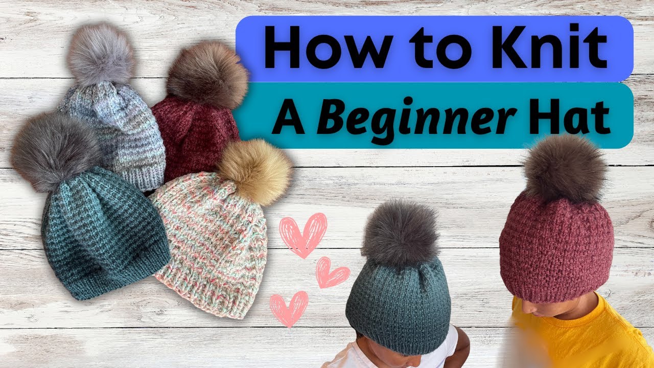 🧶 Как связать шапку для начинающих | Пошаговое руководство на круговых спицах + топ с помпоном