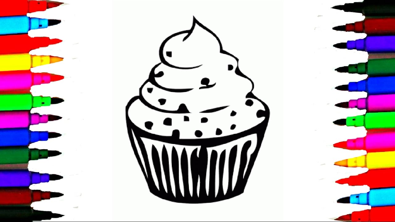 Colours For Kids Giant Cupcake l How To Color Drawing Pages l Learn Rainbow Colors