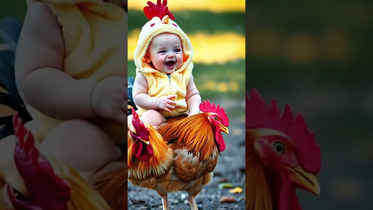 Легендарное путешествие младенца и цыпленка!  #BabyAndChicken #CuteMoments #funnybaby