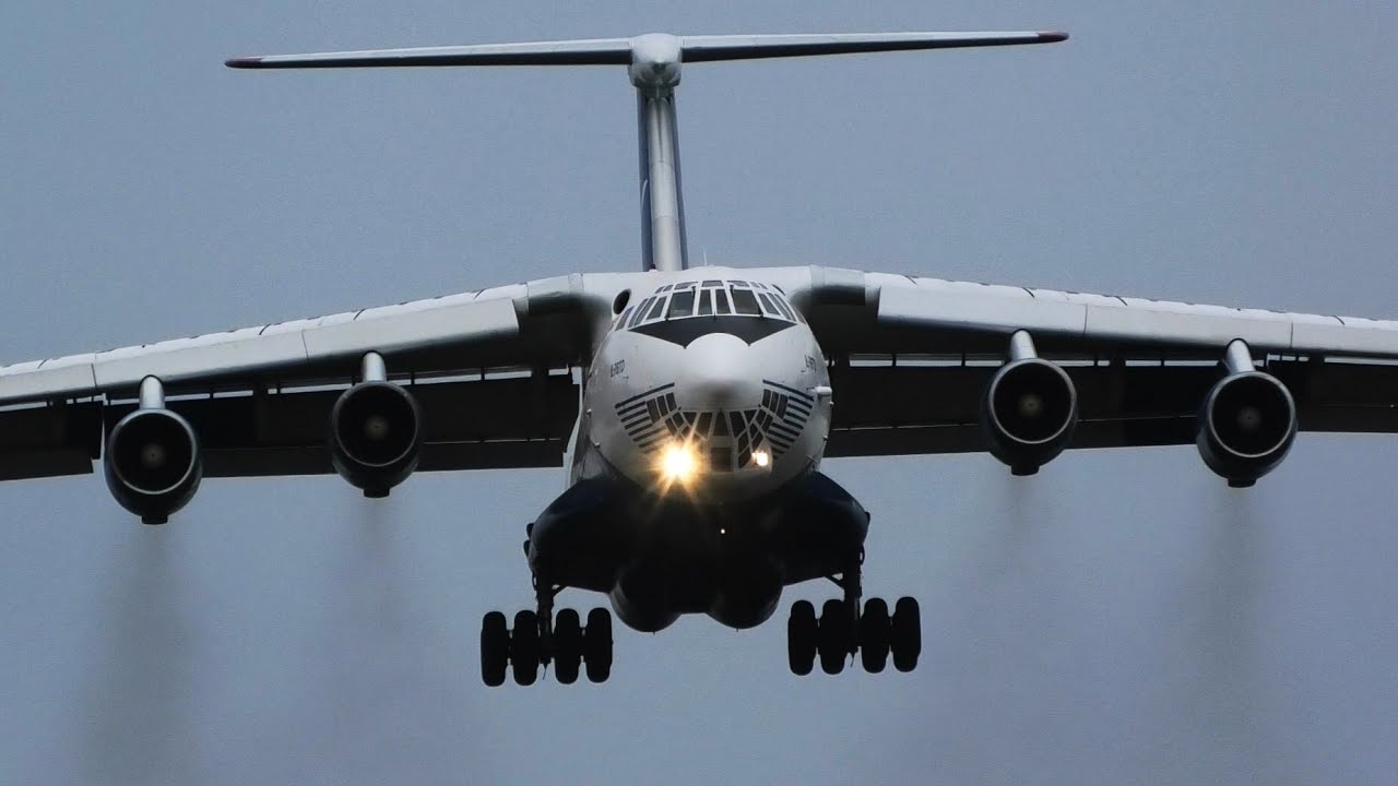Silkway Ilyushin IL-76 Screaming Overhead Landing & Take Off Eindhoven Airport