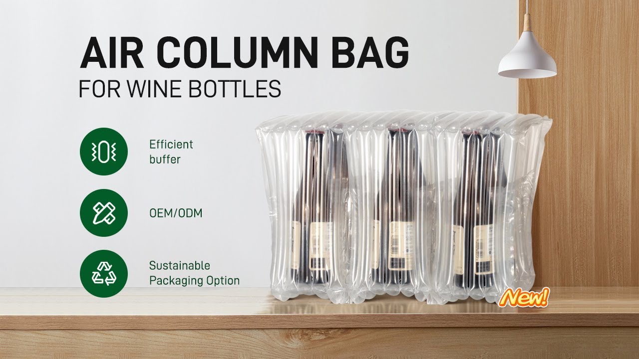 New Design!! Six-pack Inflatable Air Column Bag For Wine Beer Bottles  #packaging #sustainability