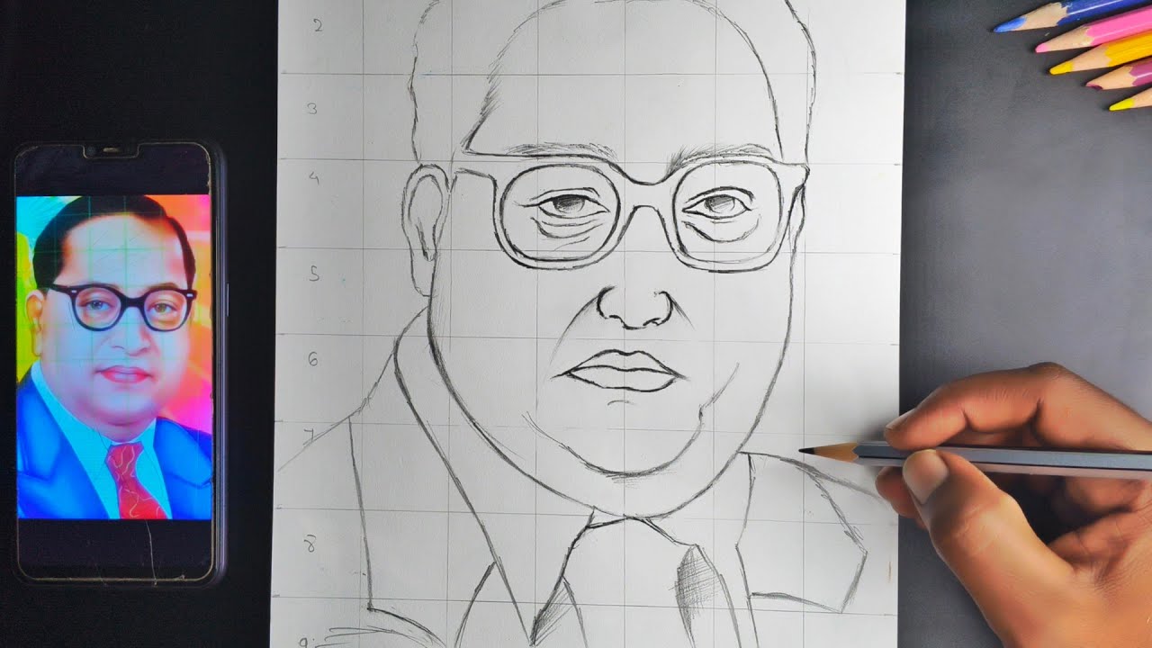 How to Drawing Dr. Ambedkar ji drawing step by step drawing Dr Ambedkar ji outline tutorial..