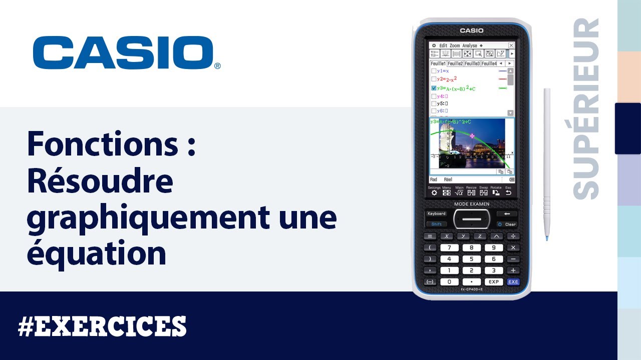 FONCTIONS : Résoudre graphiquement une équation avec la calculatrice CASIO fx-CP400+E - Exercice
