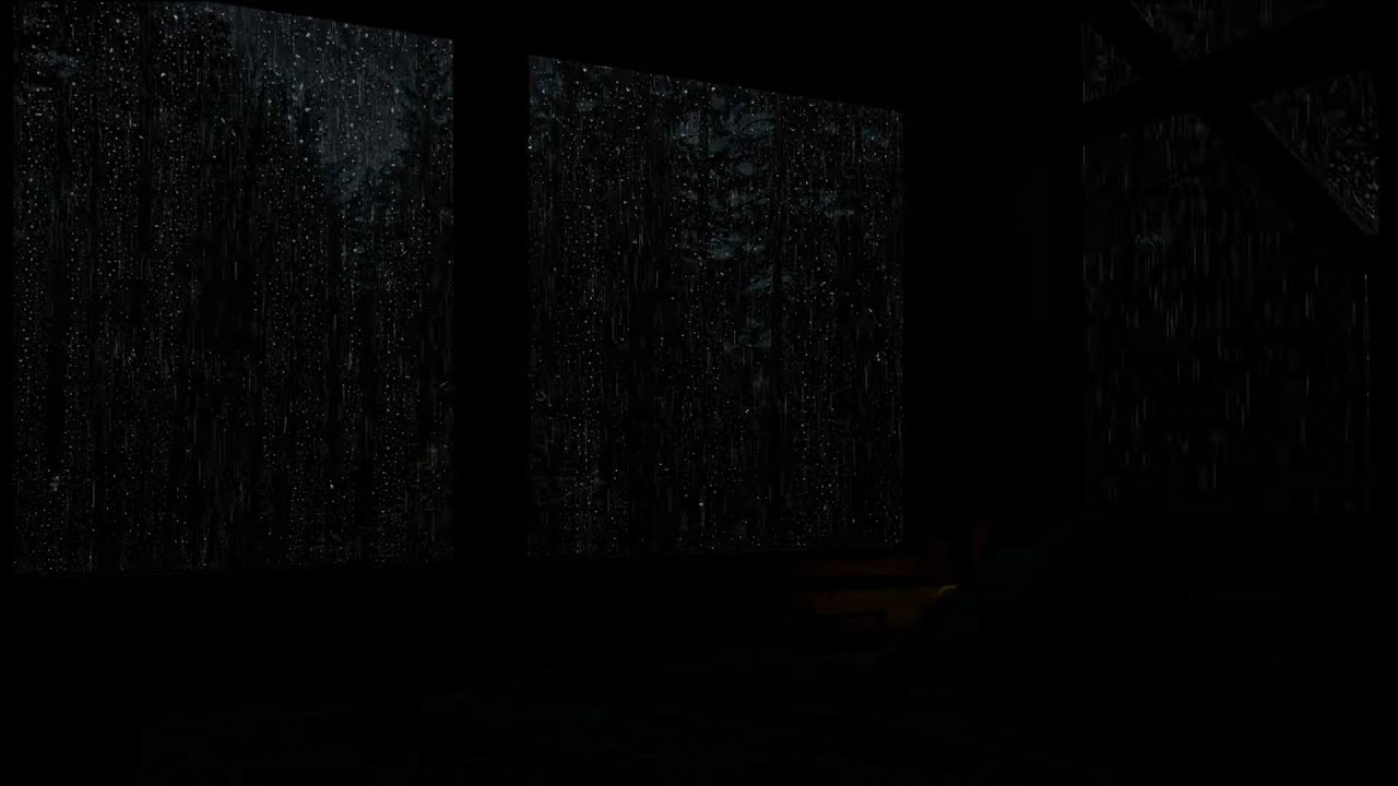 🌧️ Rain Falling Outside the Window | Dark Forest Night & Deep Sleep Ambience 🪟