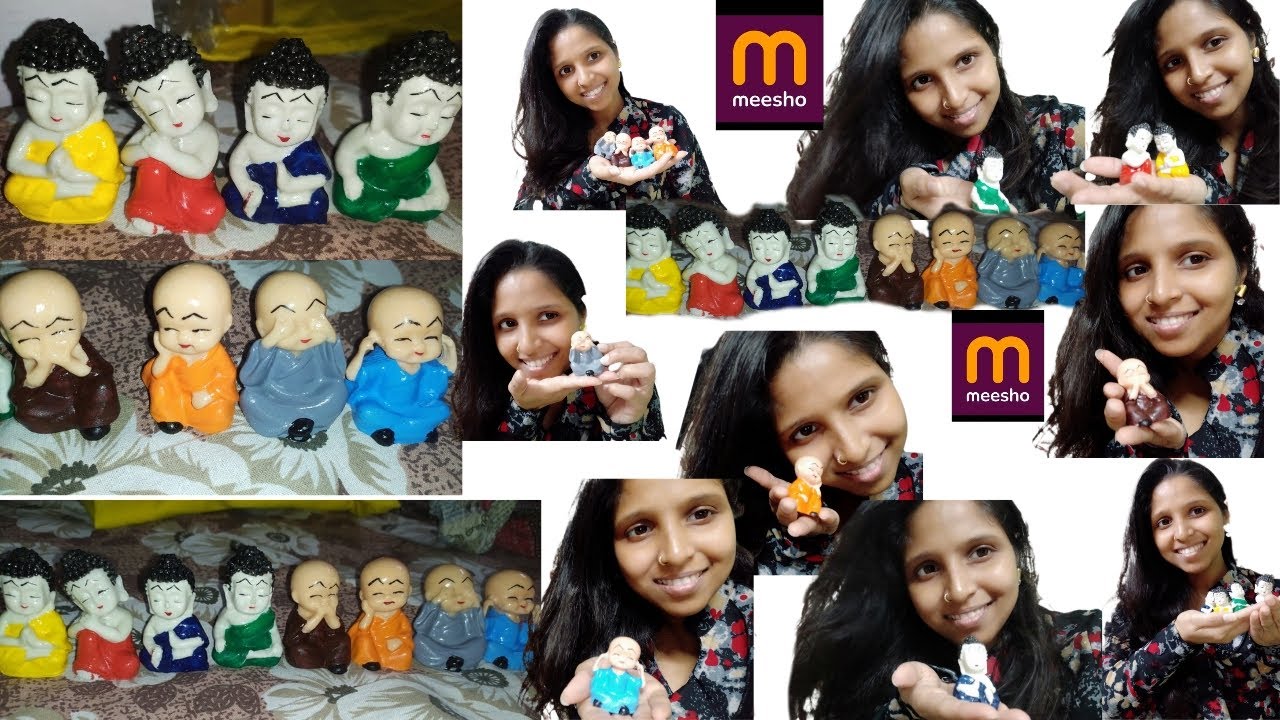 Combo  pack BUDDHA and MoNk set of 8 pieces for meesho l Showpiece 8 pieces only Rs. 110/-@Meesho 