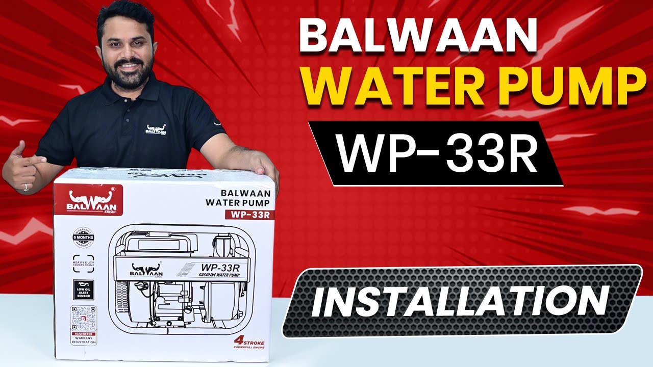 💧Balwaan wp-33r water pump installation | 7hp petrol engine irrigation pump unboxing &  installation