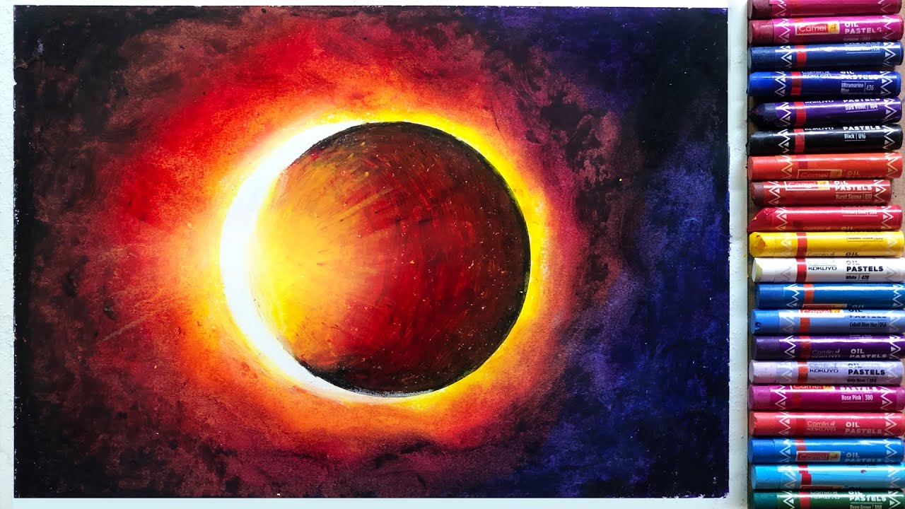 Lunar Eclipse Drawing with Oil Pastel | Oil pastel drawing for beginners #drawing