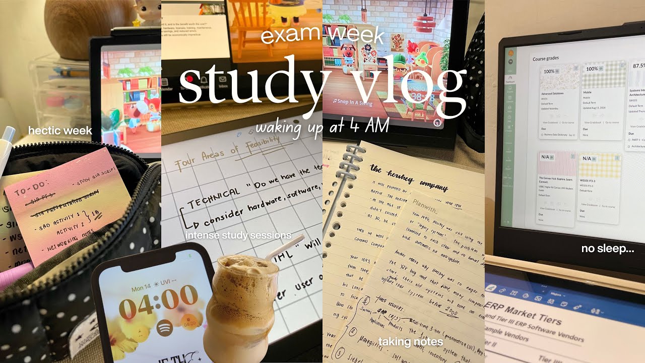 STUDY DIARIES 🙇🏻&zwj;♀️: 4AM study sessions, studying for exams, hectic + tiring week & busy uni days📝☕️