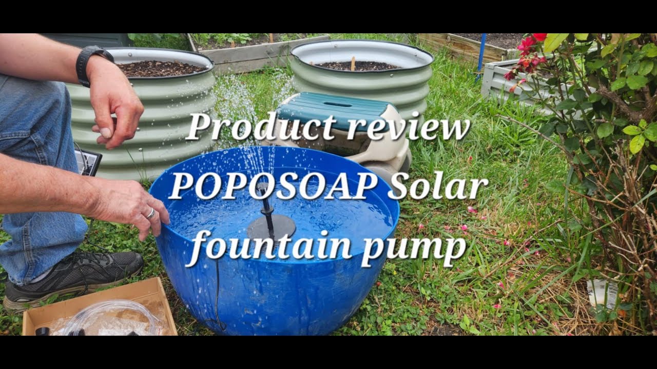 Product review POPOSOAP Solar Fountain Pump with 3000mAh Battery Backup, 8W Solar Powered