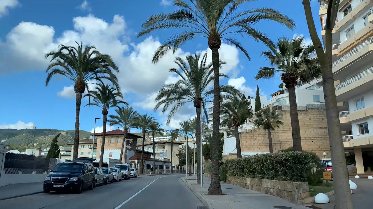 4K🌴Driving from Palma de Mallorca to Illetas beach🌟January 2021