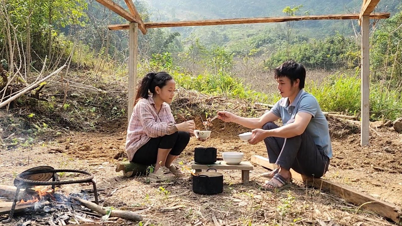 A homeless girl and a kind man work together to fix a floor and cook a meal.