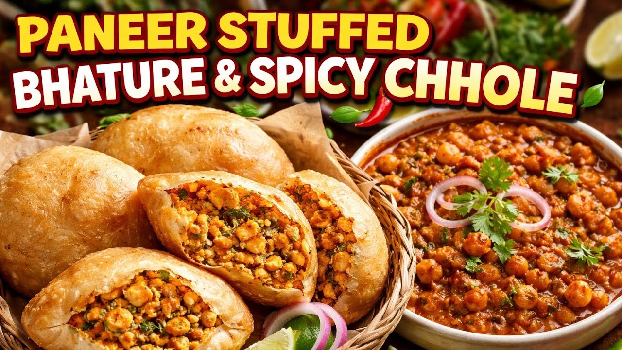Soft, Crispy Paneer Stuffed Bhature with Spicy Chhole 😍 एक बार खाओगे तो बार-बार बनाओगे!