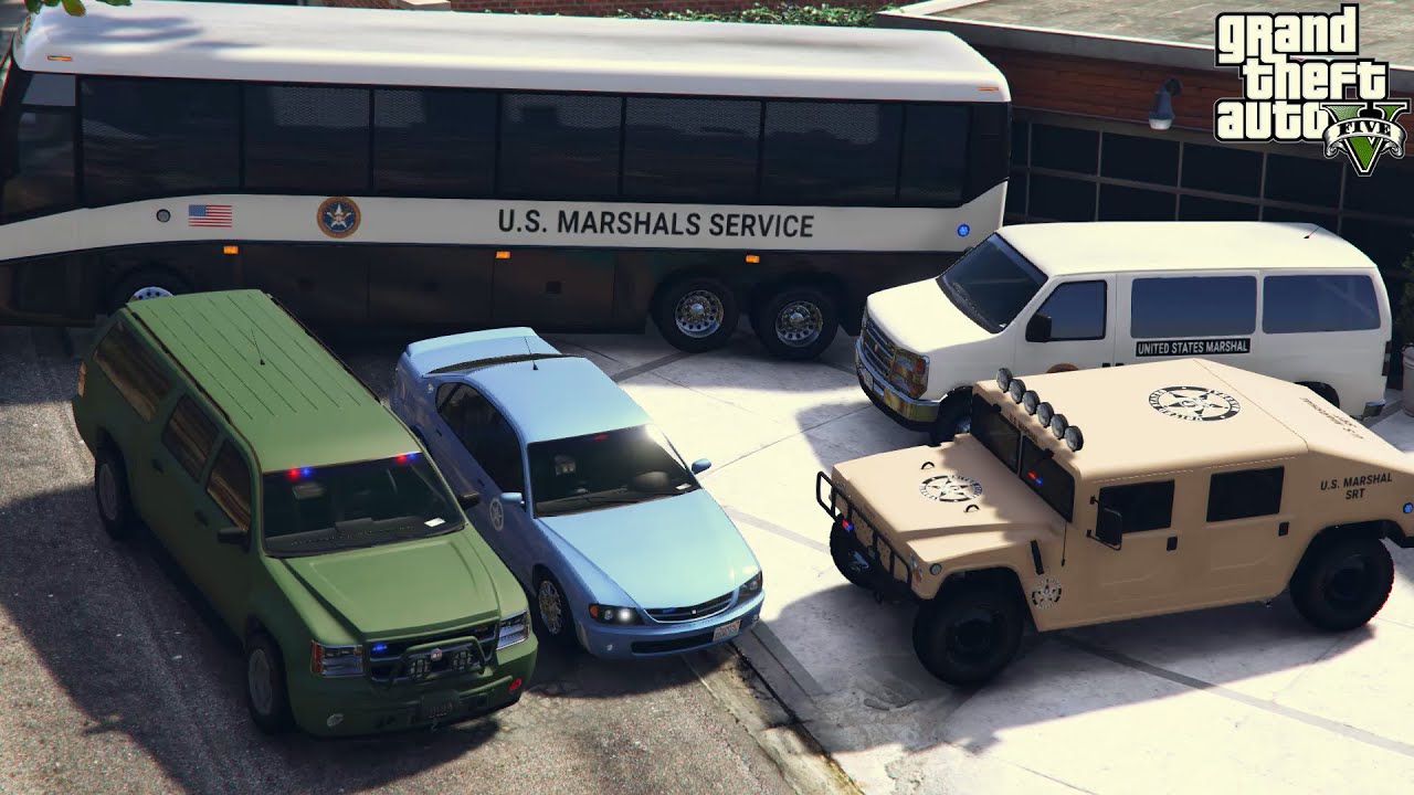 GTA 5 - Stealing United States Marshal Services Emergency Vehicles with Franklin! (Real Life Cars)