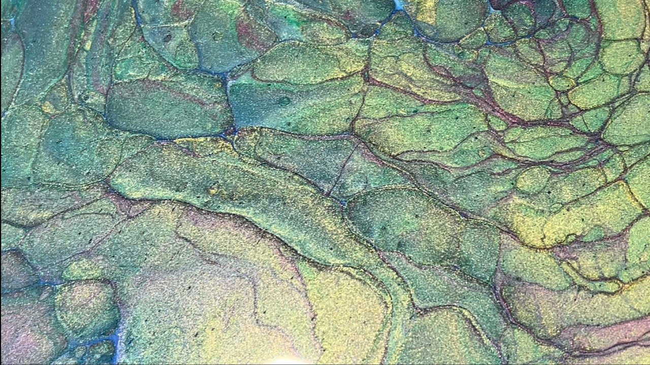 (386) ABALONE 3D Metallic Boulder Cells No Silicone Straight Pour - Fluid Acrylic Paint Pouring