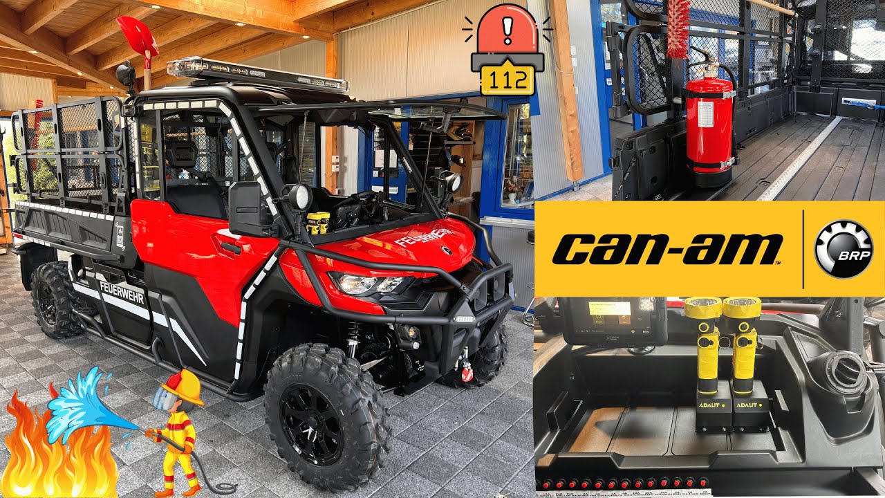 FEUERWEHR Can Am Traxter Pro XU HD10 2024 mit Großem Umbau, & Blaulicht Präsentation BRP Defender