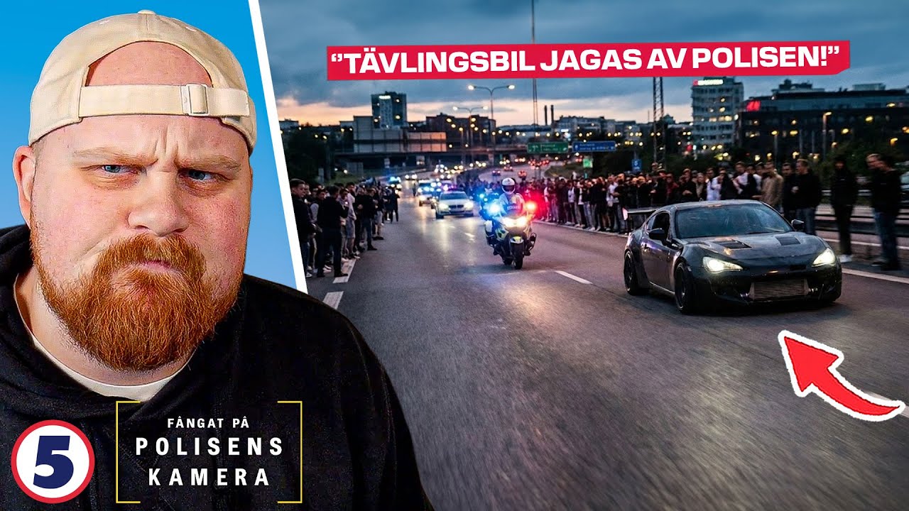 Olaglig STREETRACE bil stoppas i race och FLYR från Polisen! | Fångat på polisens kamera #25