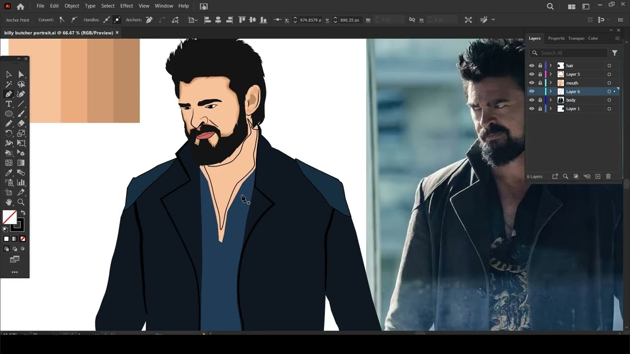 How to draw vector portrait  in adobe illustrator part 3 shading and detail