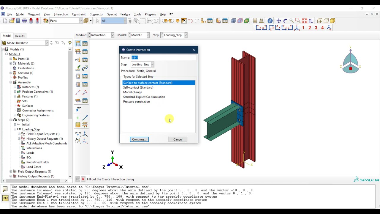 #13 Учебное пособие ABAQUS: Определение контактных взаимодействий и ограничений связей