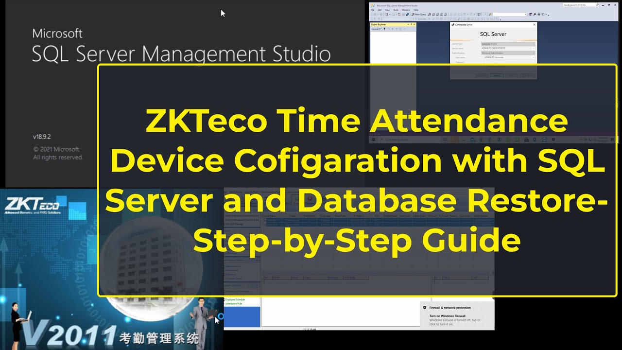 Configuring ZKTeco Time Attendance Device with SQL Server and Database Restore - Step-by-Step Guide