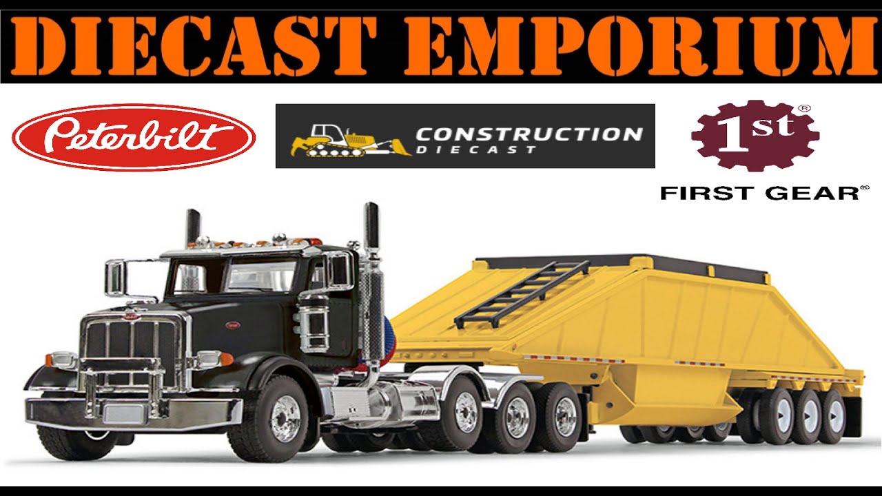 1:50 Scale First Gear Peterbilt 367 Tractor with Tri-Axle Bottom Dump Trailer Unboxing & Review