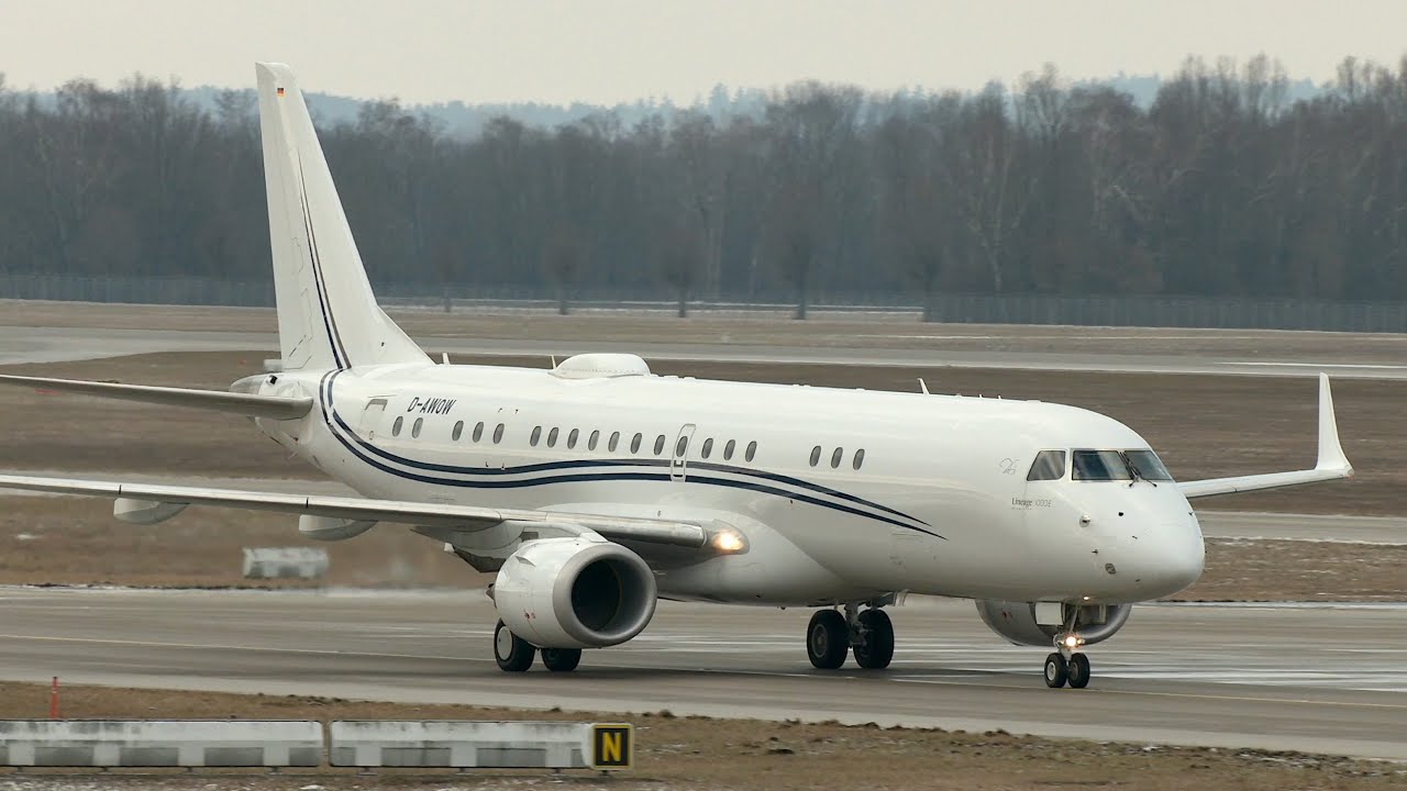 Embraer Lineage 1000 E from VistaJet D-AWOW departure at Munich Airport MUC EDDM