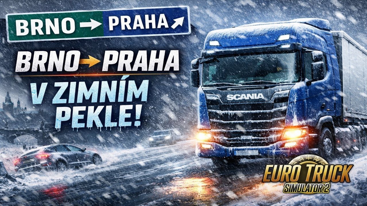 Brno → Praha v zimním pekle ❄️ | ETS2 Frosty Winter 1.57