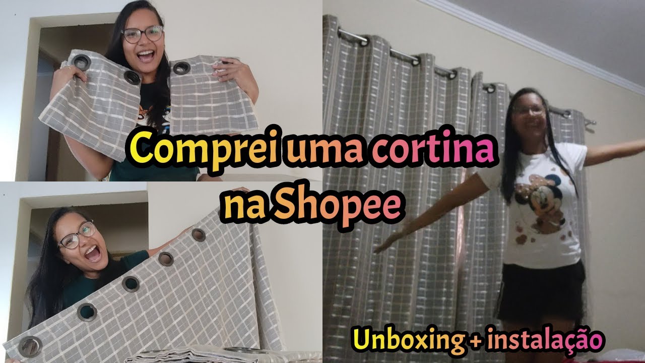 Comprei uma cortina na shopee - valeu a pena? - unboxing e instalação|Por Daiane Lira