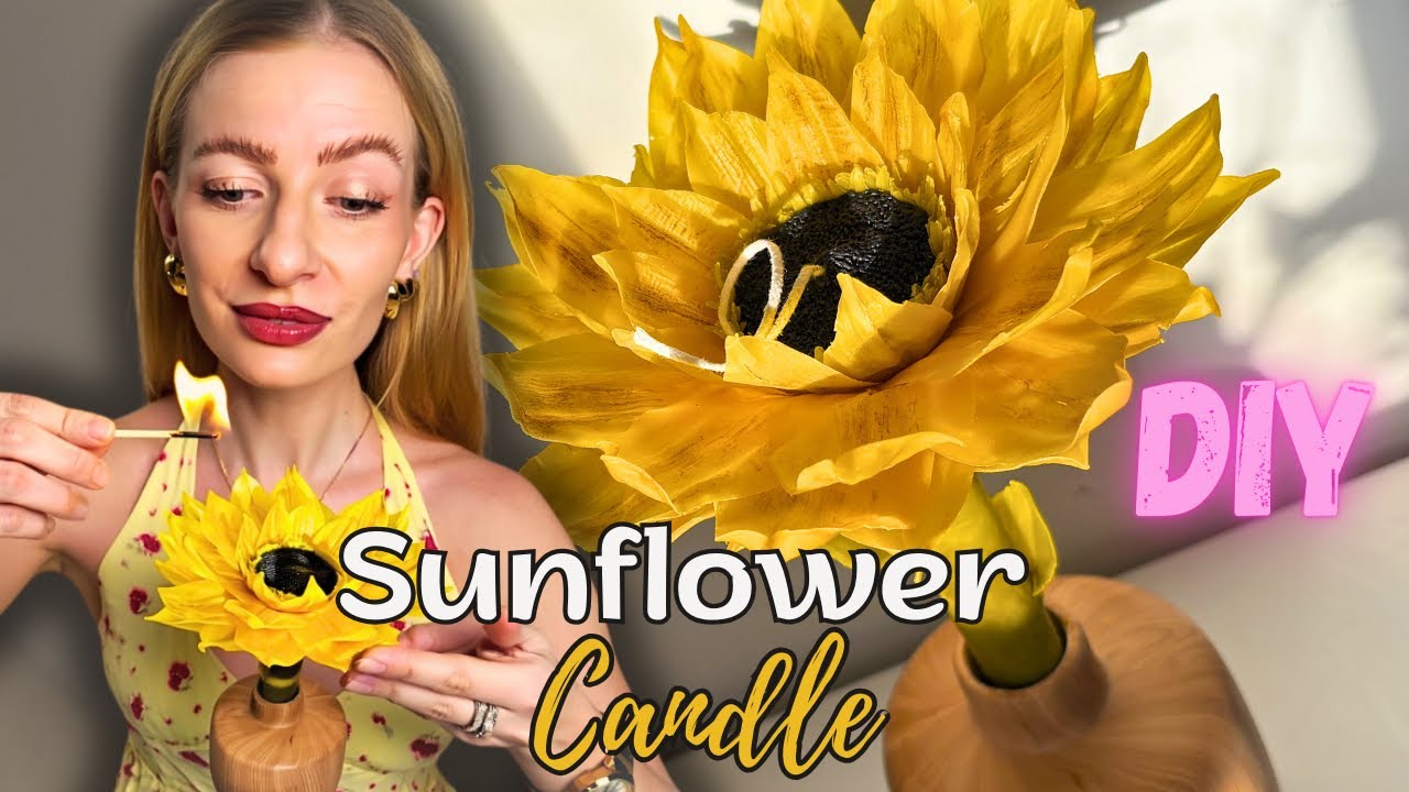 DIY Realistic Sunflower Candle 🌻 Relaxing ASMR Tutorial | No Talking #asmr #candlemaking #diy 