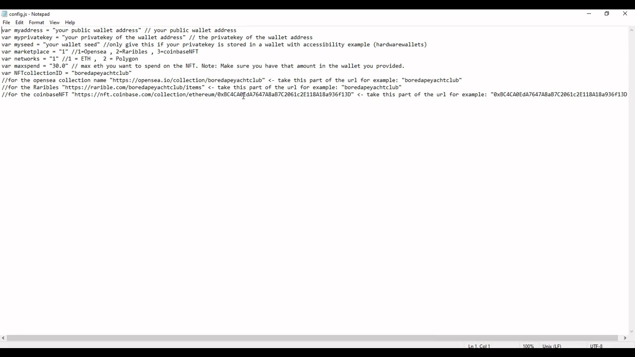 NFT sniper bot open source works on opensea, rariable and coinbase marketplace how to config and run