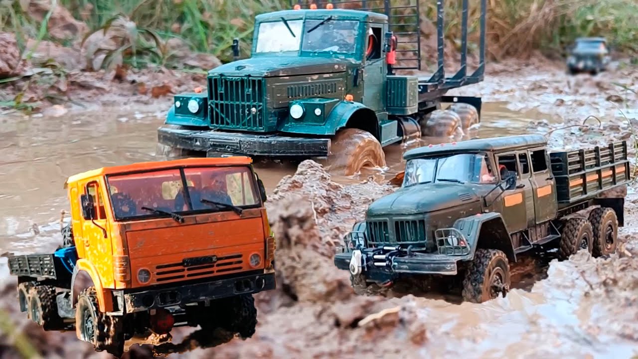 RC Краз 255Б на фоне других 6х6. WPL custom 1/18 models off road action