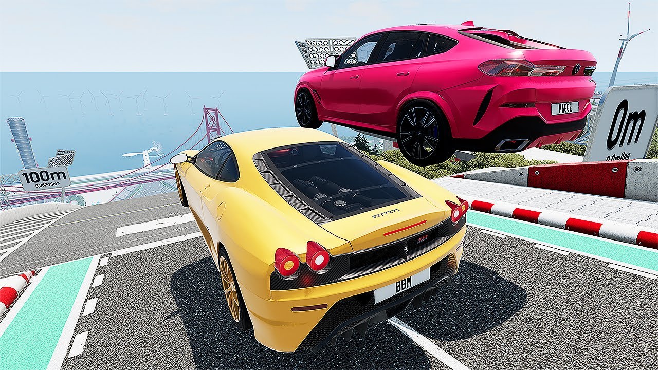Big High Ramp Jumps with Expensive Sports Lux Cars Crashes - BeamNG Drive