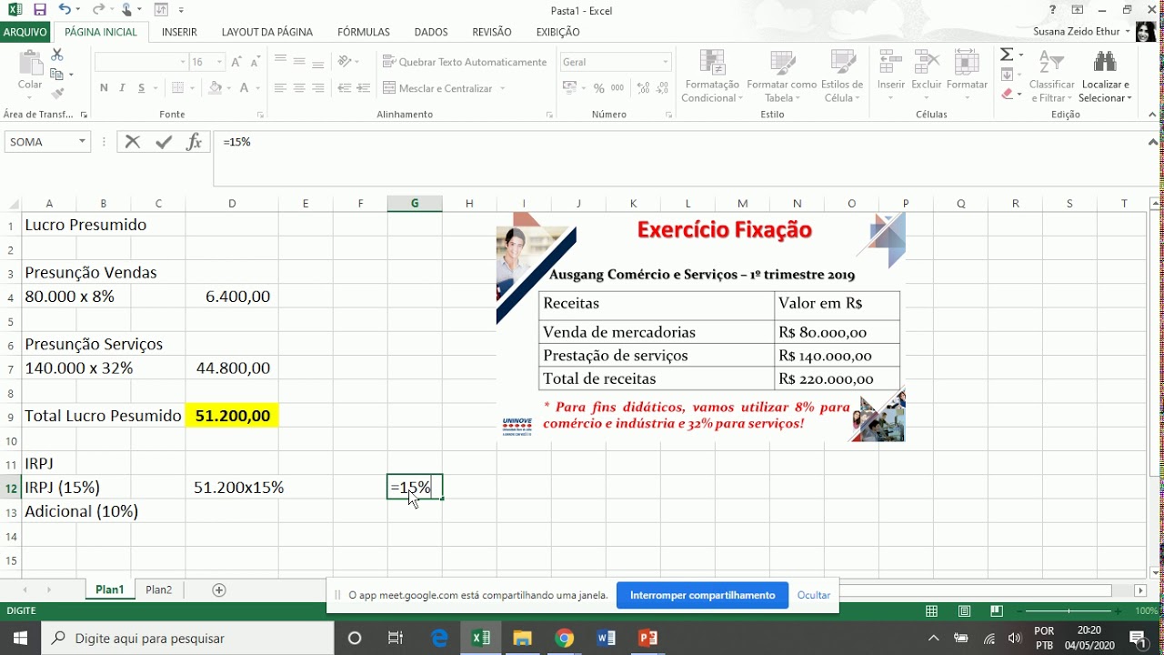 Exercício Lucro Presumido