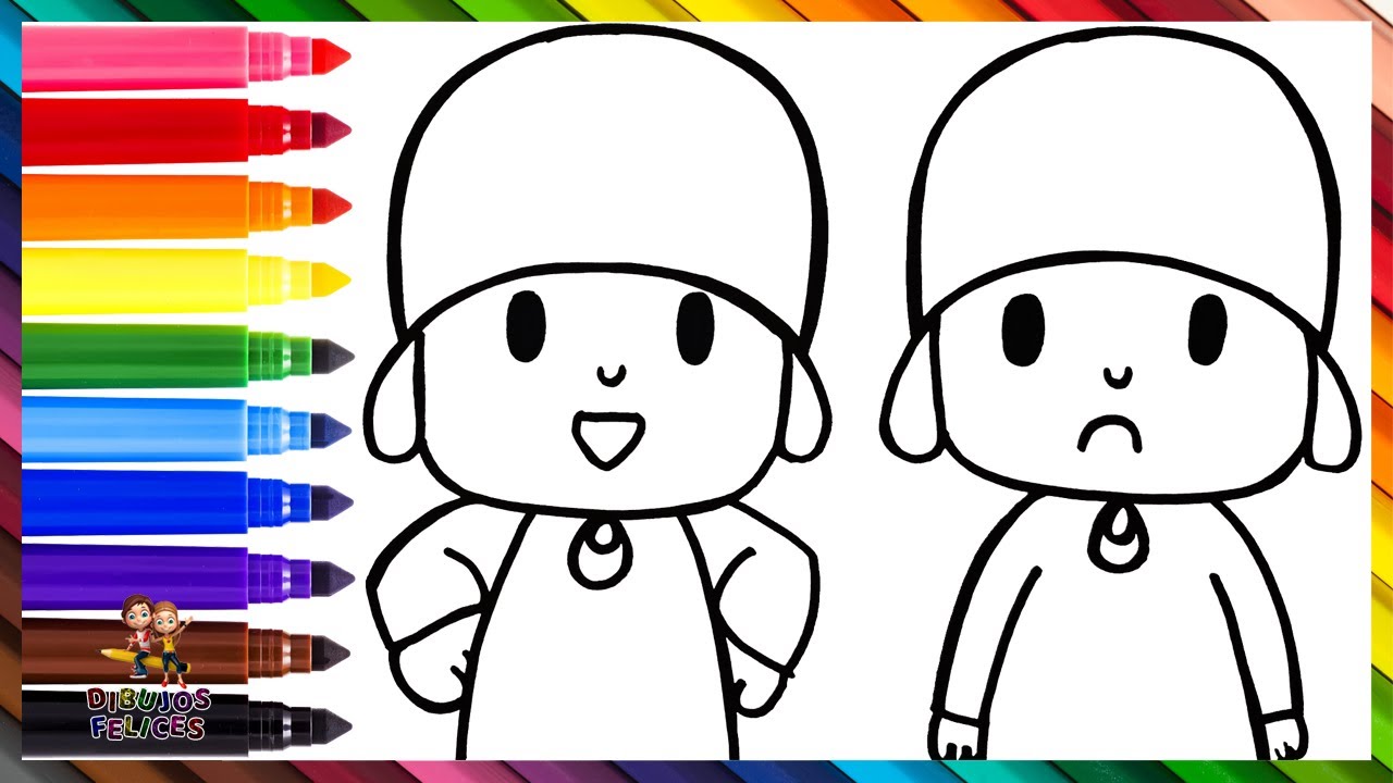 Dibuja y Colorea A Pocoyó Feliz VS Pocoyó Triste 😃👶🙁 Dibujos Para Niños