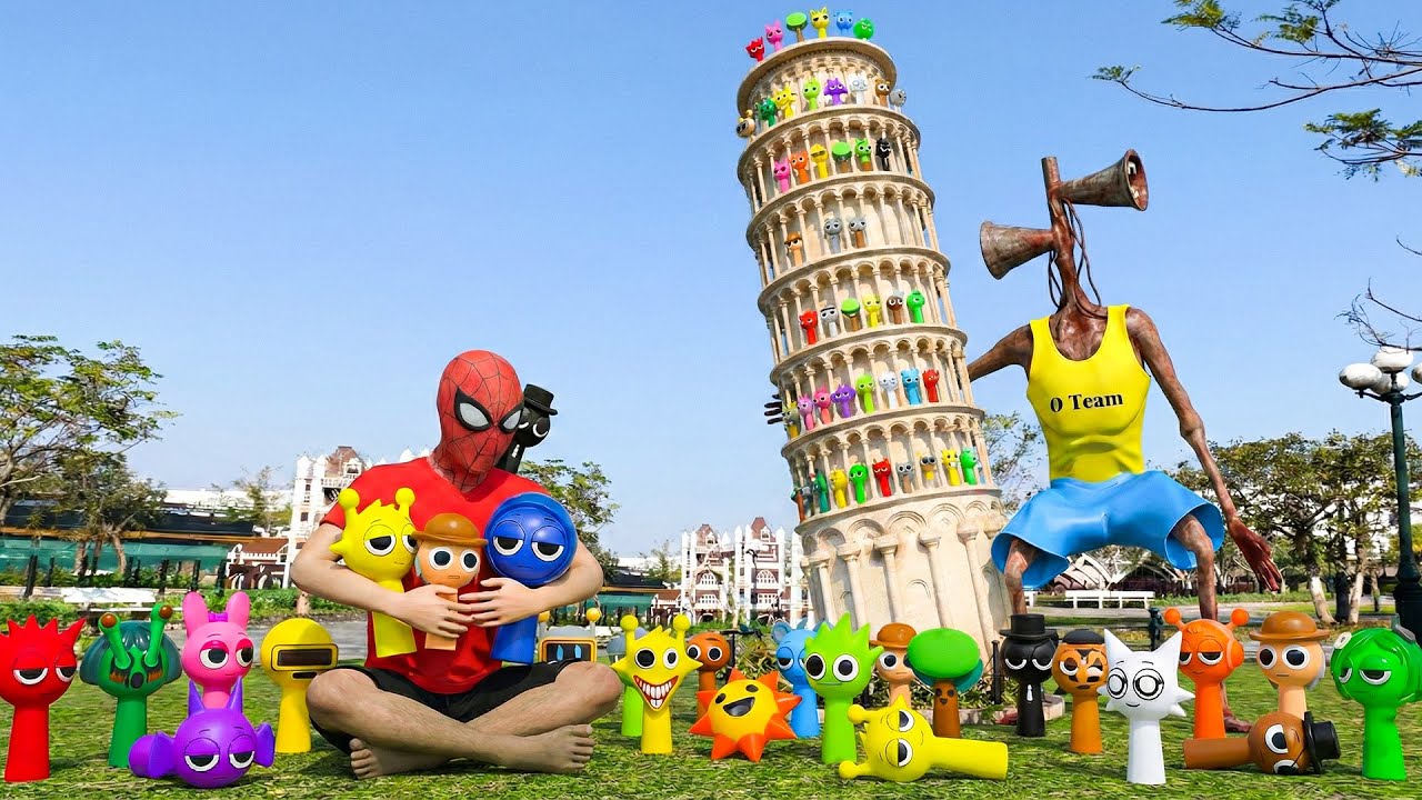 Spider-Man & Siren Head’s Fun Walk at the Leaning Tower of Pisa model Sprunki Surprise!