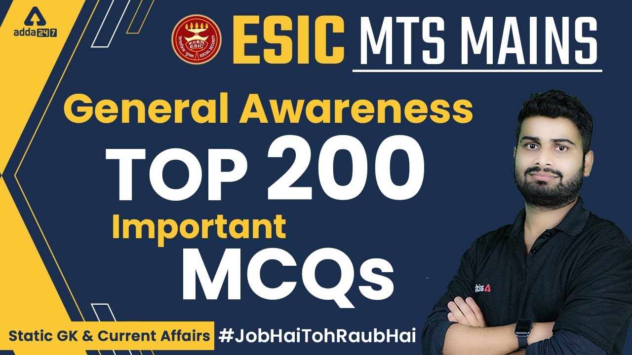 ESIC MTS MAINS | General Awareness Top 200 Important MCQs By Vaibhav Srivastava #2